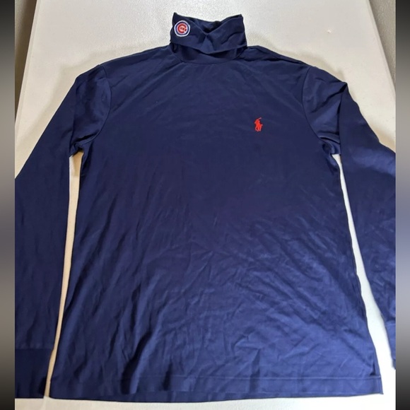 polo ralph lauren Chicago Cubs Shirt Blue Turtleneck Embroidered MLB Baseball S - Picture 2 of 12